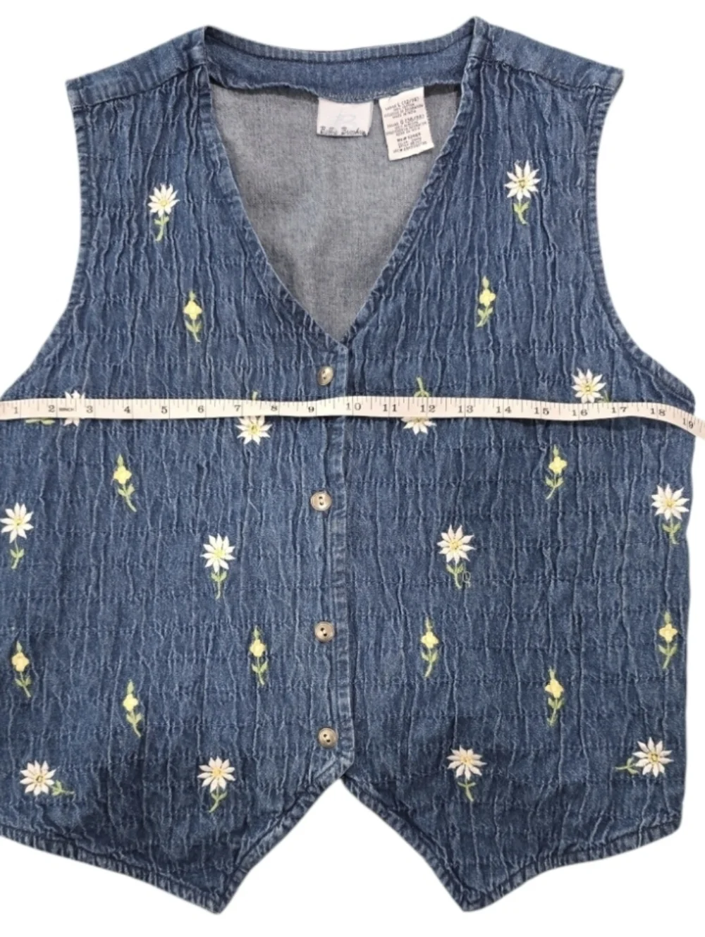 Vintage Bobbie Brooks Denim Cottagecore/Grannycore Floral Vest. Size Large - Picture 6 of 7